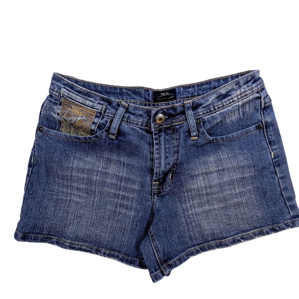 Embroidered Denim Shorts – Women's 7‎ Blue Pocket Detail